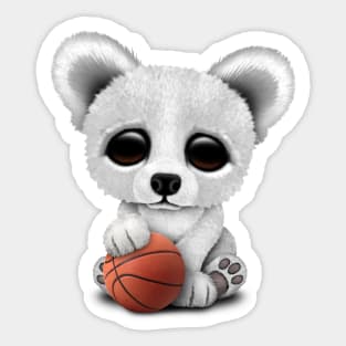 Cute Baby Polar Bear Playing With Basketball Sticker